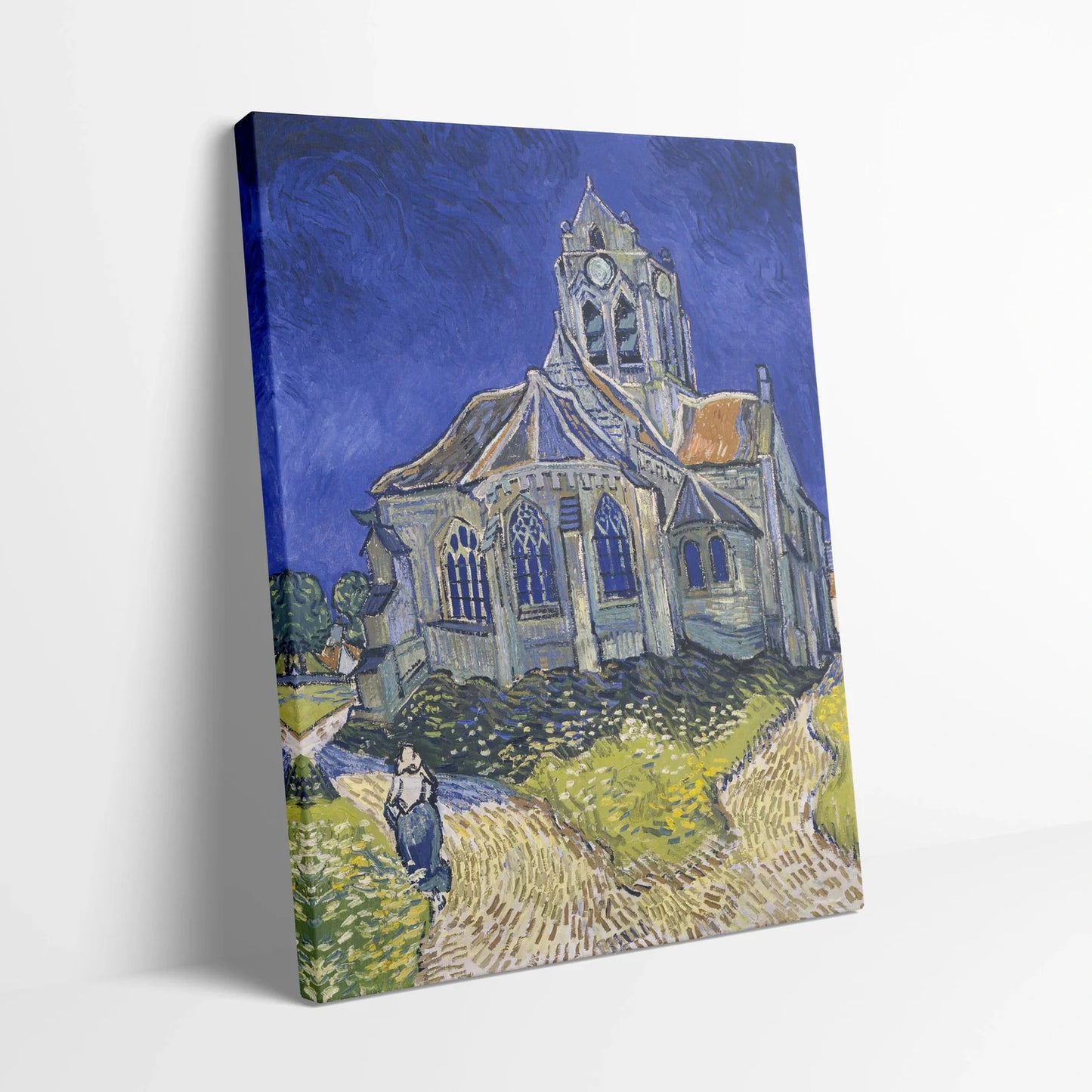 Tablou picturi celebre - Biserica din Auvers-Sur-Oise, Van Gogh - vedere din lateral sprijinit perete