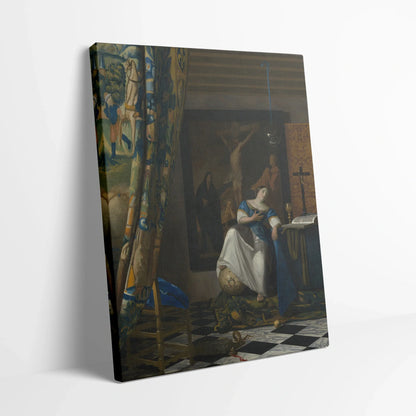 Tablou picturi celebre - Alegoria credinței catolice, Vermeer - vedere din lateral sprijinit perete